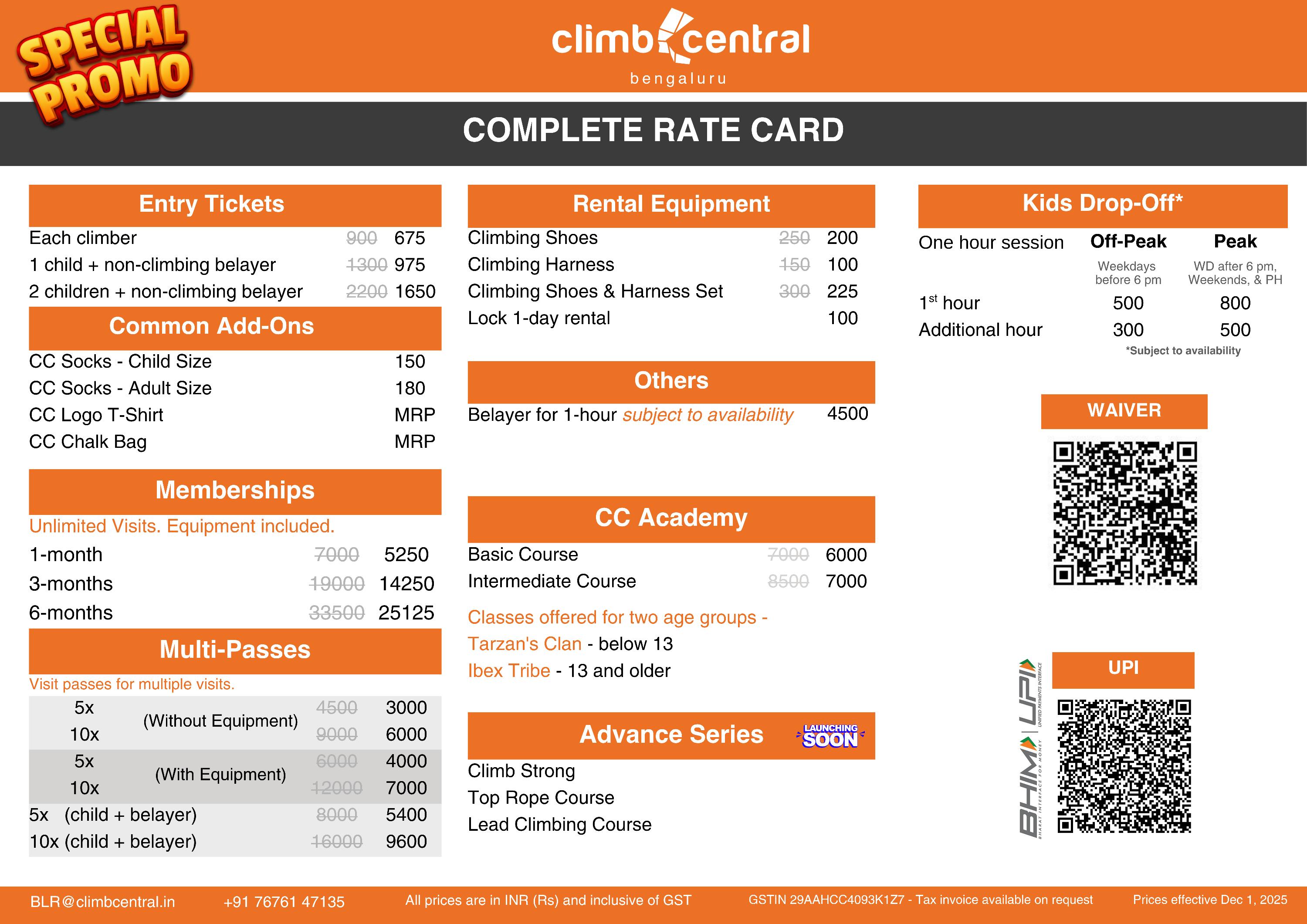 Equipment Rate Card 2
