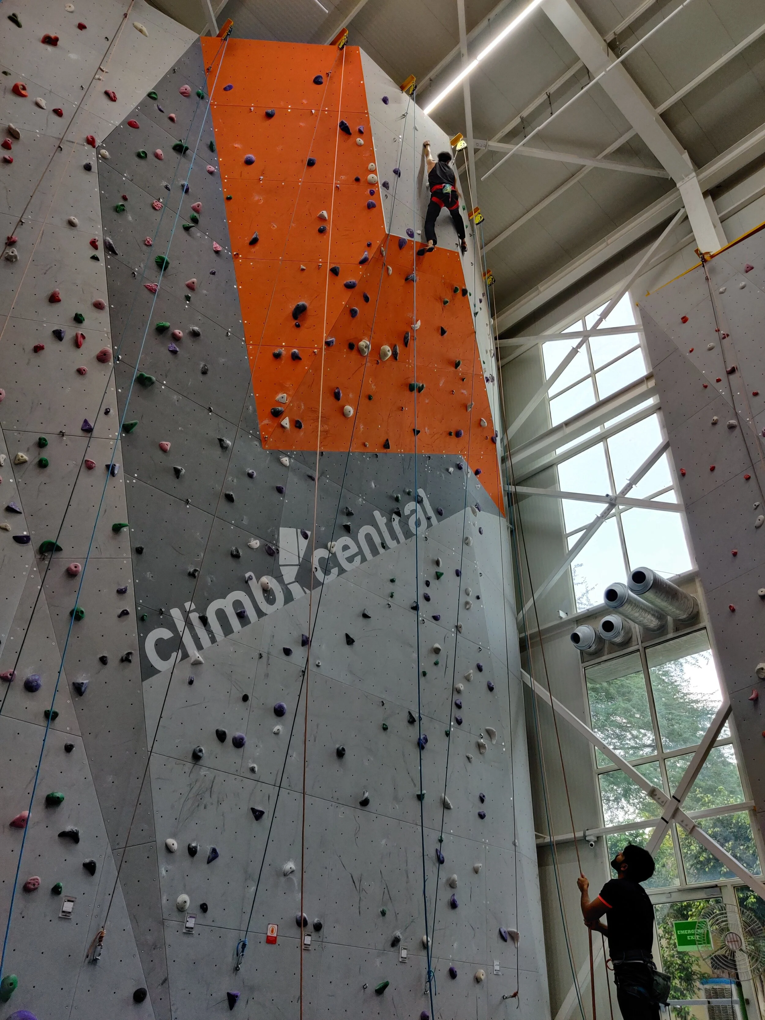 Climber reaching the top at Climb Central Delhi