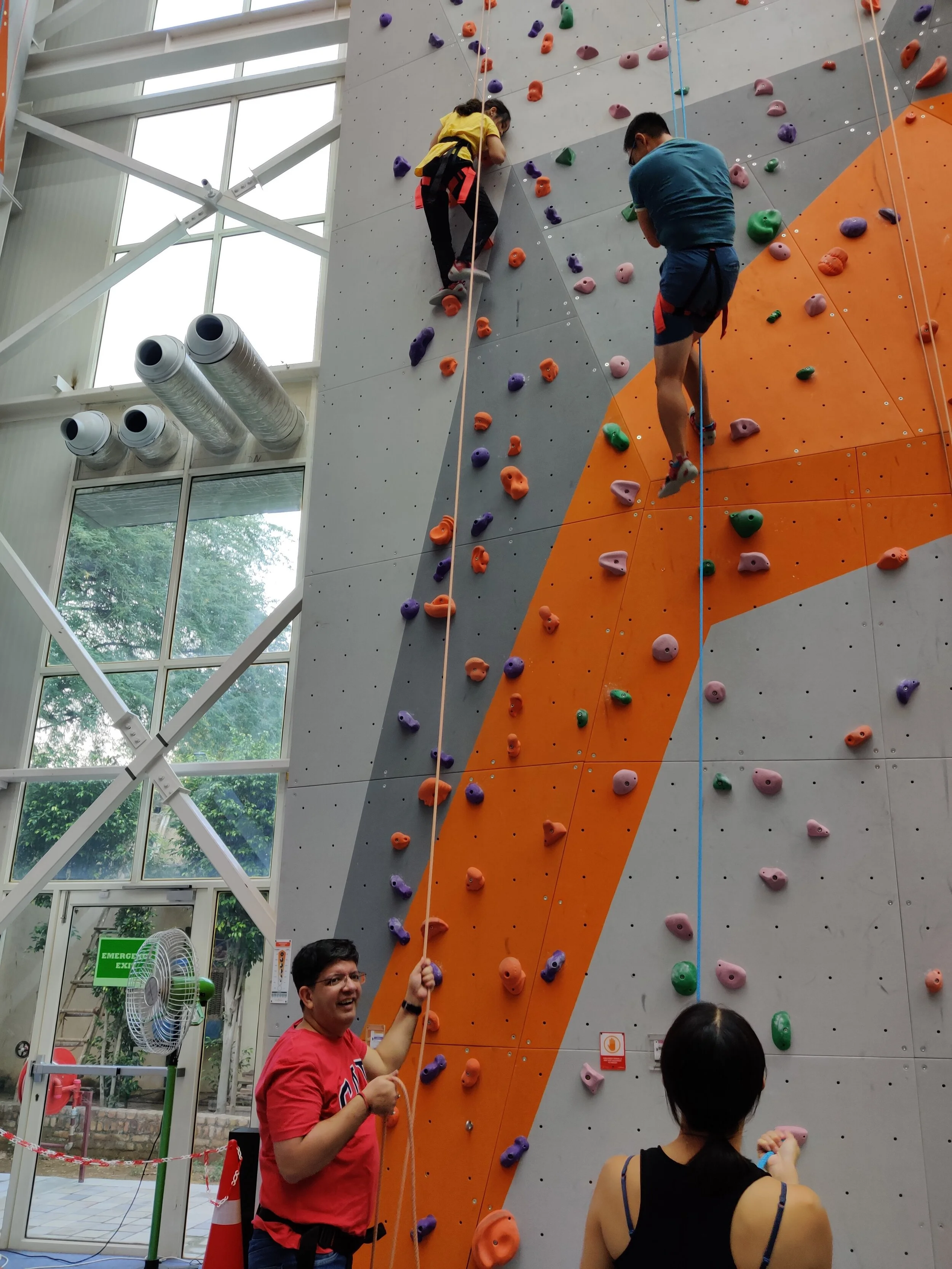 First-time climber at Climb Central Delhi